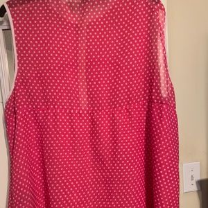 Pink polka dot sleeveless shirt